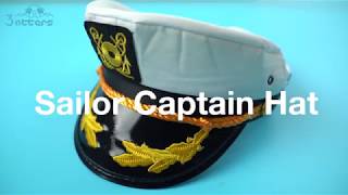 Sailor Captain Hat, Navy Marine Admiral Caps Yacht Costume with Random Accessory