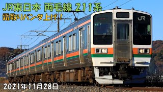 JR東日本　両毛線211系　霜取りパンタグラフ上昇