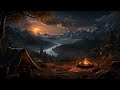 resting by campfire ambience and music calm fantasy music with night and fire ambient sounds