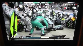 Lewis Hamilton Goes into the wrong pit box at the 2013 Malaysian Grand Prix