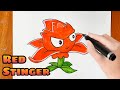 How To Draw Red Stinger From Plant Vs Zombies Step By Step | Chelsea's Art Zone |