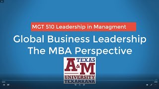 Global Business Leadership the MBA Perspective