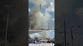 Explosion injures three firefighters responding to gas leak