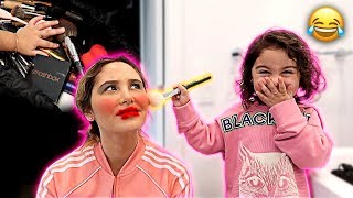 ELLE DOES HER MOMMY'S MAKEUP FOR THE DAY!!! (MAKEUP, HAIR AND NAILS)