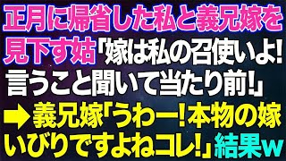 【スカッとする話】正月に帰省した私と義兄嫁を見下す姑「嫁は私の召使いよ！言うこと聞いて当たり前！」すると義兄嫁が「うわー！本物の嫁いびりですよねコレ！ドラマみたいw」→結果w【修羅場】