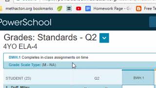 PowerSchool refresher - plus can see names of standards when select A+ grading - Standards