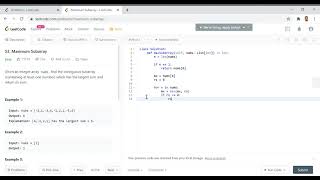 LeetCode 53: Maximum Subarray: Python Easy