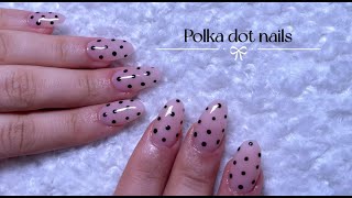 Polka dot nails (gel X application & builder gel)