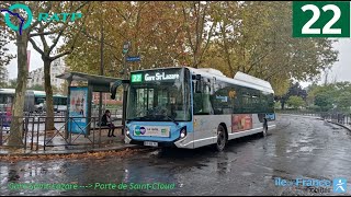 Bus 22 RATP - GX337 SE (3p) N°1100 Gare Saint-Lazare --- Porte de Saint-Cloud