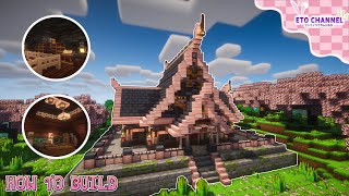 Minecraft: Cherry Blossom Vacation House 🌸 (Tutorial)【マイクラ建築】 (Exterior & Interior)