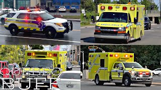 Urgences-Santé EMS responding to several emergency calls compilation.