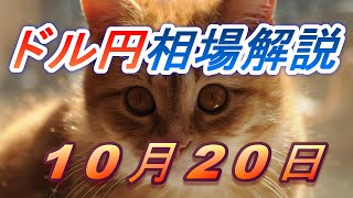 【TAKA FX】ドル円為替相場の前日の動きをチャートから解説。日経平均、NYダウ、金チャートも。10月20日