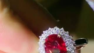 3.03ct Grs國際證書 無燒 鴿血紅寶石18K白金天然鑽石非常漂亮，實品比影片美