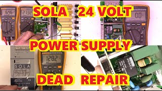 SOLA 24 VOLT INDUSTRIAL POWER SUPPLY DEAD REPAIR SDN 5-24 -100P