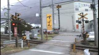 踏切風景－松本電鉄「新島々」駅東側踏切２００８年１２月２３日撮影