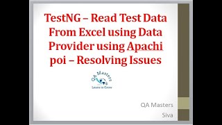 TestNG – Read Test Data From Excel using Data Provider - Resolving Issues Step by Step