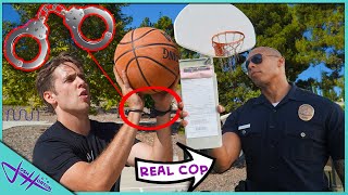 Challenging POLICE OFFICER to Handcuff Basketball! *Loser Pays Ticket!*