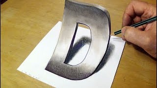 Drawing Letter D - 3D Art to Test Your Brain - Trick Art by Vamos