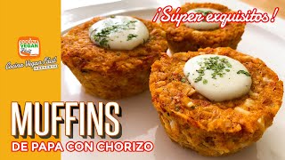 Muffins o panquecitos de papa con chorizo, ¡Suaves y deliciosos! - Cocina Vegan Fácil