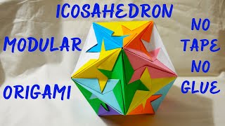 Origami Modular | IcosaHedron Kusudama | 30 Units Tri-Fold Triangular Sides | No Glue No Tape