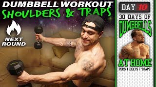 Home Shoulder Trap Dumbbell Workout | 30 Days to Build Pecs, Delts & Trap Muscles - Dumbbells Only!
