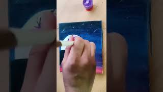how to make night mountain scene with acrylic paint 🎨 #share #shorts #trending