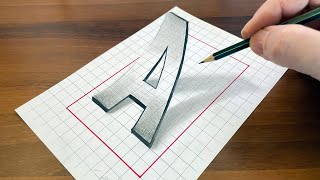 How to Draw 3D Letter A Illusion - Trick Art on Graph Paper