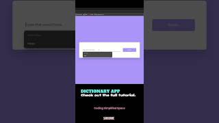 Dictionary App tutorial. 👇 #css #html #javascript #project #tutorial #codingsimplifiedspace #coding