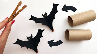 Easy Halloween Craft Idea with Toilet Paper Rolls 🎃 See How to Make Flying Bats 🦇 Boo! DIY Tutorial