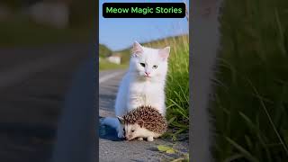 Brave White Kitten Rescues a Helpless Hedgehog!