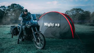 Winter Motorcycle Camping in Misty Mountains | Nature ASMR