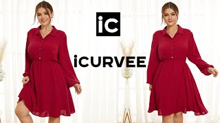 ICURVEE Classic Collar Front Button Dress