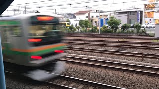 相鉄線快速横浜行き9000系と各駅停車湘南台行き9000系、横須賀線普通東京行きE217系1840S、上野東京ライン東海道線直通普通熱海行きE231系1923E+E231系が走行！【平沼橋〜西横浜駅】