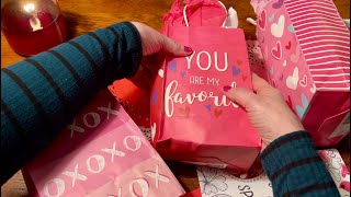 Opening Valentines Gift Package! (No talking version) Candy, Tissue paper \u0026 gift bag crinkles! ASMR