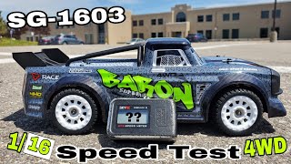 SG-1603 RC Truck - Speed Test (1/16, 4WD) How Fast is it??