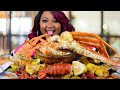 KING CRAB LEGS + LOBSTER TAILS + GREEN LIP MUSSELS , SEAFOOD BOIL MUKBANG