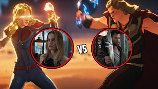 Captain Marvel Vs Thor Fight  Marvel's What if Episode 7 #disneyplus #whatif #Shorts