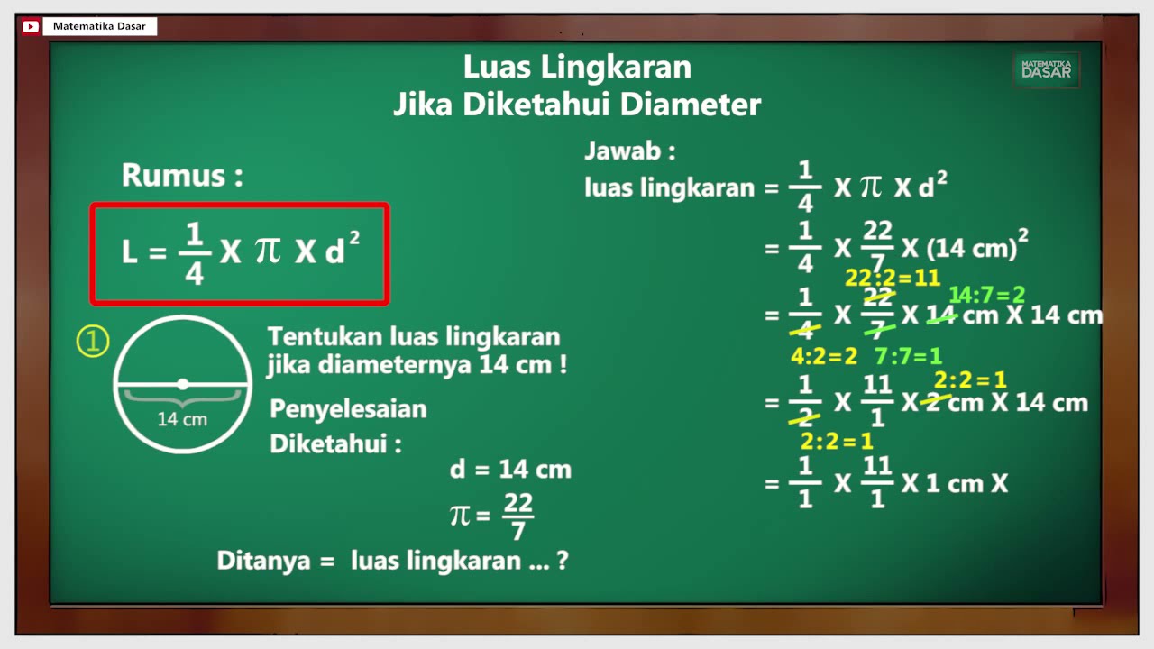 Luas Lingkaran Jika Diketahui Diameter | Matematika Dasar - YouTube