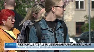 ReTV: Atbalsta piketā Ventam Armandam Krauklim pulcējās ap simts cilvēku