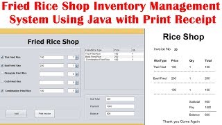 Fried Rice Shop Inventory Management  System Using Java with Print Receipt