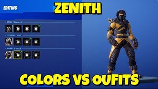 new zenith skin colors on different outfits in fortnite - zenith max level fortnite