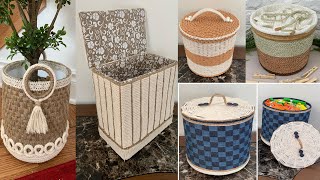 5 DIY Rope Storage Basket/ Rope Basket Diy/ Rope Crafts/ أعمال يدويه من الحبل / سبت تخزين