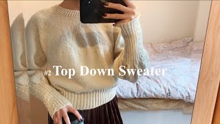 【knitting】How to knit a Top Down Sweater #2🤍/Yoke sweater tutorial/Seamless sweater