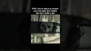 Modern Warfare 2 Meme Ghost staring in the car and wants to smash