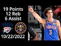 Josh Giddey 19 Pts 12 Reb 6 Ast Highlights! Vs Nuggets