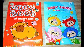 Vẽ tô màu Baby Three Hải Sản - Babythree Capy Bara - Labubu hóa trang Doreamon siêu cute dễ vẽ nhất