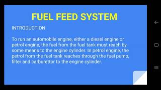 FUEL FEED SYSTEM IN PETROL ENGINE FOR DIPLOMA 4TH SEMESTER MECHANICAL STUDENTS