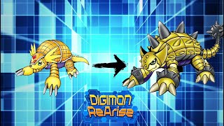 Digimon ReArise - Armadillomon / Armadimon digivolve to Ankylomon!