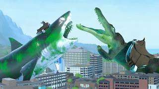Giant Zombie Megalodon vs Giant Zombie Alligator