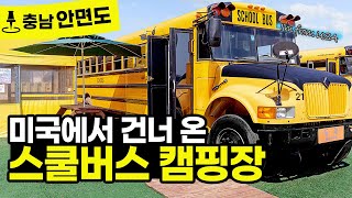 차박캠핑 말고 버스캠핑 어때?? TV에서 소개한 미국 스쿨버스 펜션 '안면도 스쿨버스 캠핑장'